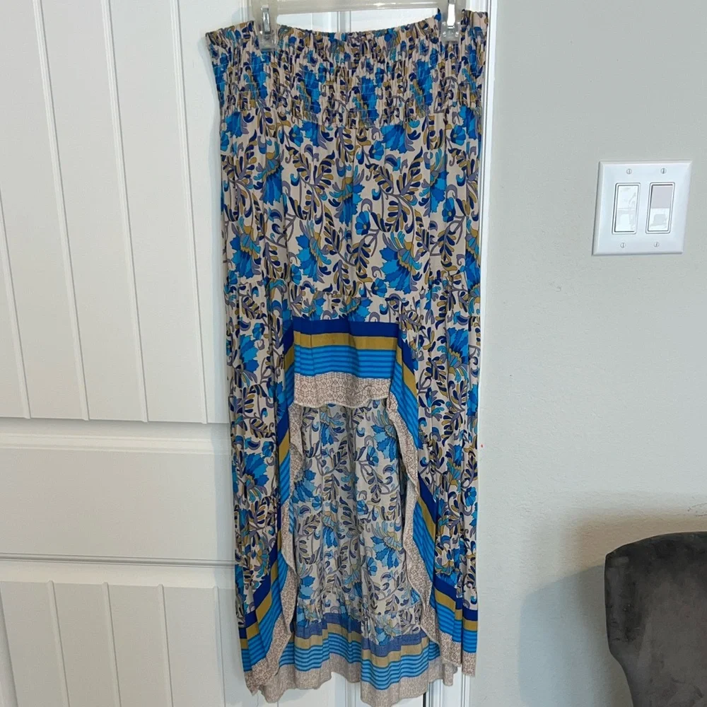 Floral Blue and Beige Women's Skirt